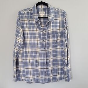 Treasure & Bond Blue and Cream Plaid Shirt